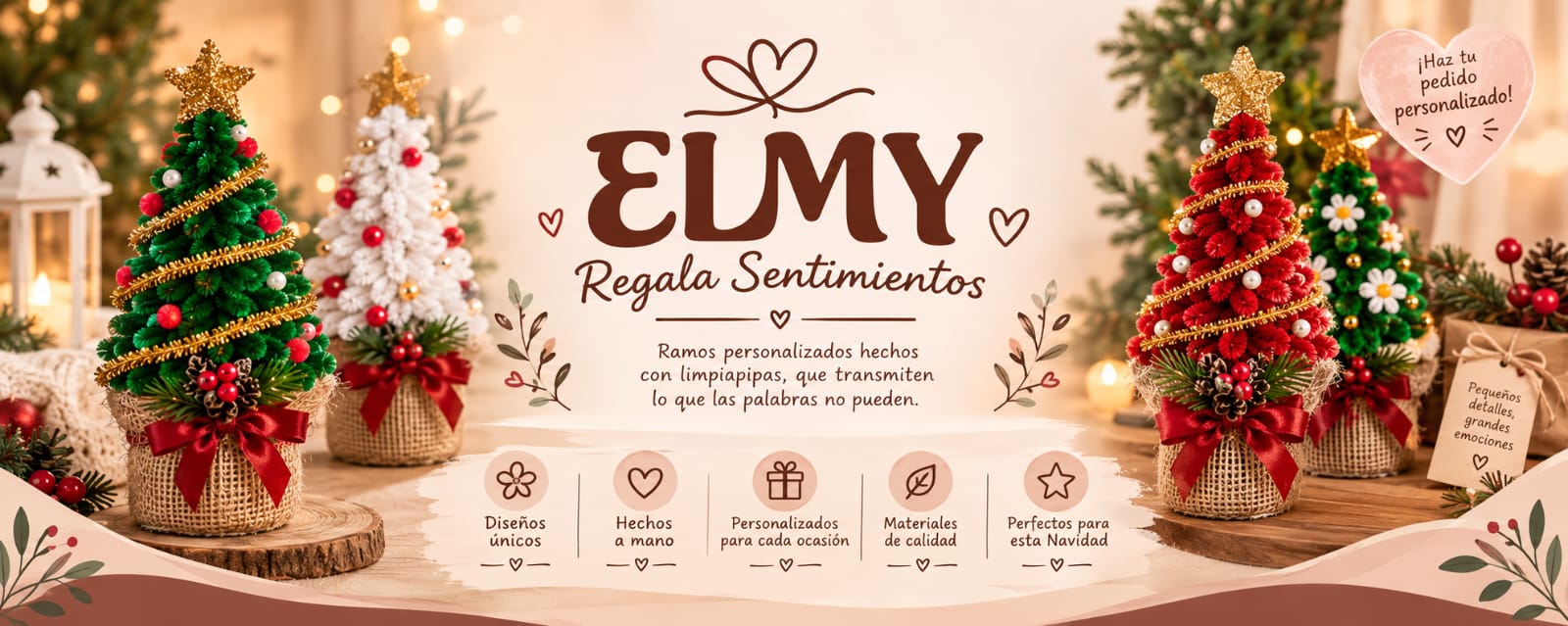 Banner ELMY: regalos artesanales y detalles personalizados para Navidad