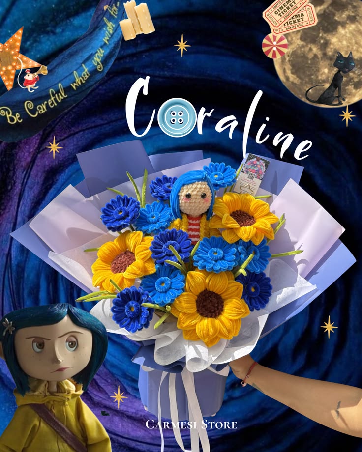 Ramo temático azul y amarillo de la colección de regalos personalizados ELMY
