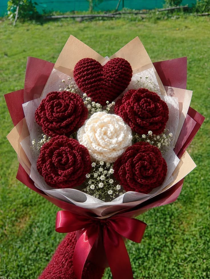 Ramo de rosas rojas y crema